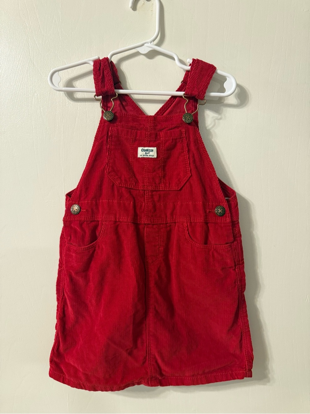 OshKosh B'gosh Bright Red Corduroy Kids Overalls Dress